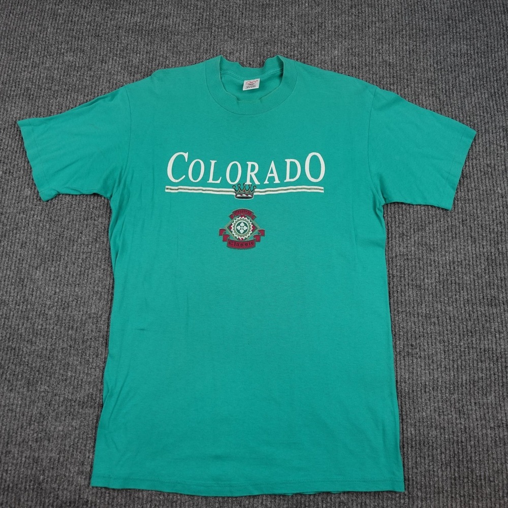 Vintage Colorado Shirt Mens Large Green Sherry's Best Single Stitch Thin USA